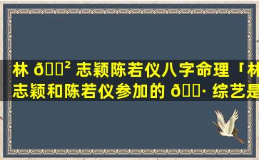 林 🌲 志颖陈若仪八字命理「林志颖和陈若仪参加的 🌷 综艺是什么名字」